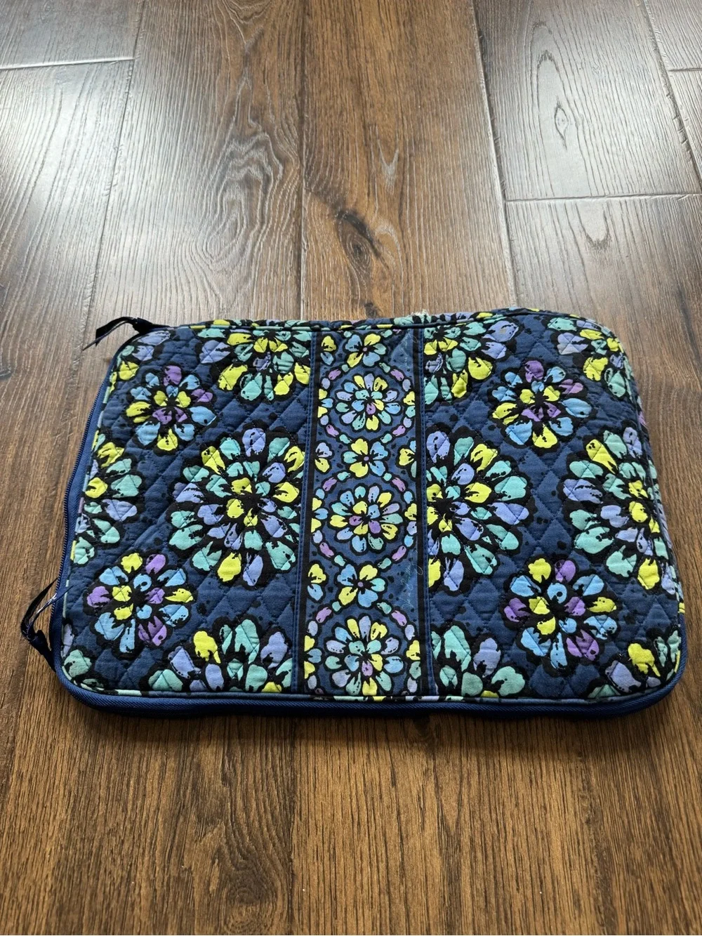 Vera Bradley Navy Floral Quilted Laptop Sleeve